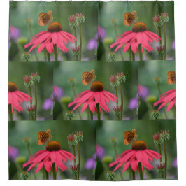 Butterfly on Cone Flower Douchegordijn