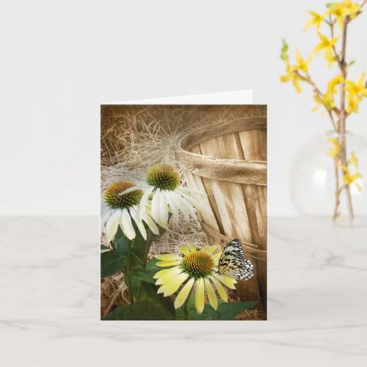Butterfly on Cone Flower Kaart (Gele Bloem)