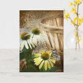 Butterfly on Cone Flower Kaart (Gele Bloem)