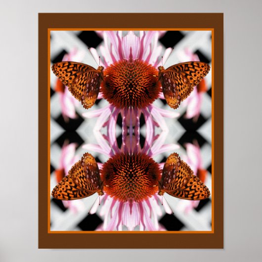 Butterfly on Coneflower Abstract Poster (Voorkant)