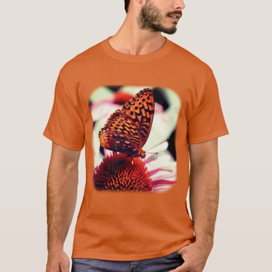 Butterfly on Coneflower Natuur T-shirt (Voorkant)