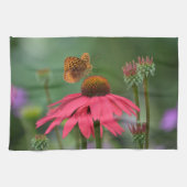 Butterfly on Coneflower Theedoek (Horizontaal)