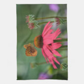 Butterfly on Coneflower Theedoek (Verticaal)
