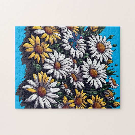 Butterfly on Daisies - Puzzle Legpuzzel (Horizontaal)