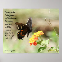 Butterfly on Floral w Verse from Deuteronomy 31:6 Poster