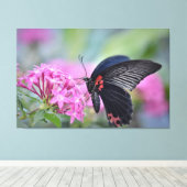 Butterfly on flower canvas afdruk (Insitu (Houten vloer))