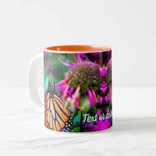 Butterfly on Flower Digital Art, gepersonaliseerd Tweekleurige Koffiemok (Voorkant links)