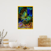 Butterfly on Flower Digital Art Poster (Keuken)
