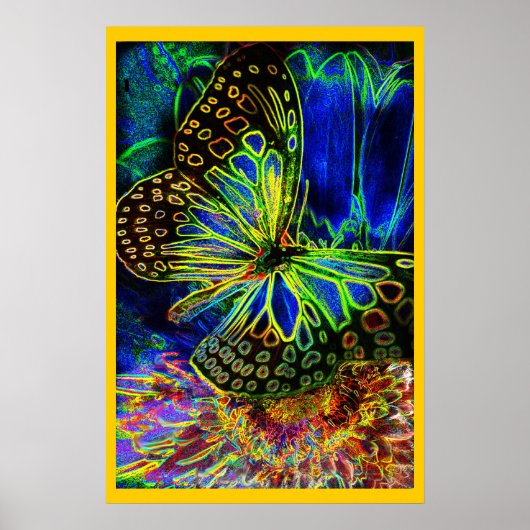 Butterfly on Flower Digital Art Poster (Voorkant)