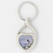 Butterfly on Flower Heart Keychain (Voorkant)
