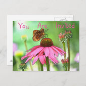 Butterfly on Flower Invitation Uitnodiging Briefkaart (Voorkant / Achterkant)