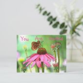 Butterfly on Flower Invitation Uitnodiging Briefkaart (Staand voorkant)