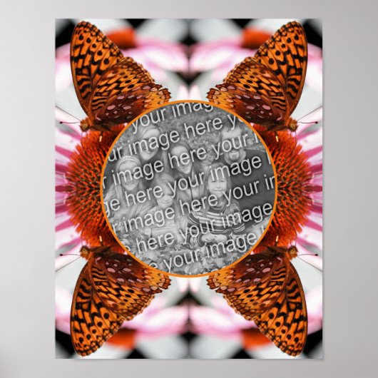 Butterfly On Flower Lijst Creëer Uw eigen foto Poster (Voorkant)