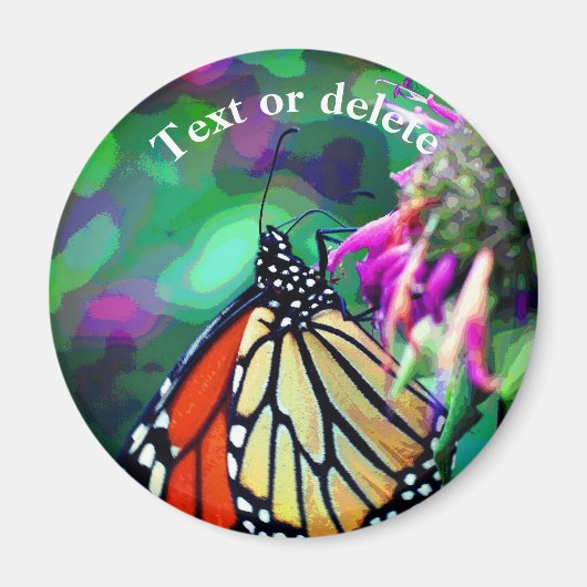 Butterfly On Flower Nature Art Personalized Magneet (Voorkant)