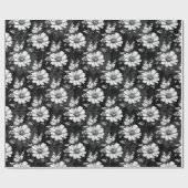 Butterfly on Flower Pattern Design - Zwart Cadeaupapier (Vlak)