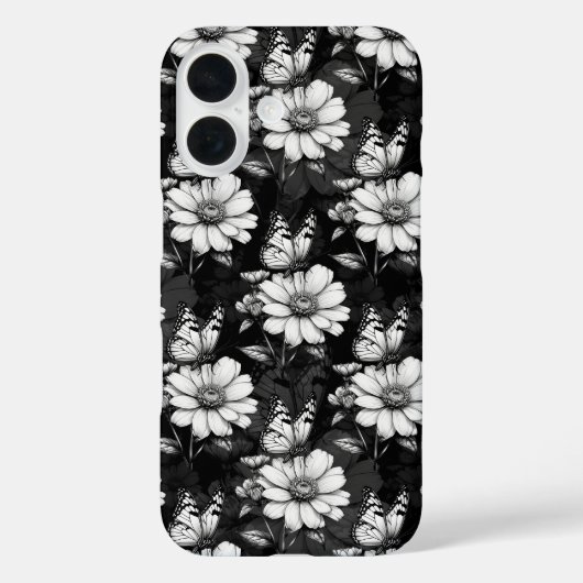 Butterfly on Flower Pattern Design - Zwart Case-Mate iPhone Case (Achterkant)