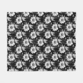 Butterfly on Flower Pattern Design - Zwart Fleece Deken (Voorkant (Horizontaal))