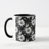Butterfly on Flower Pattern Design - Zwart Mok (Links)