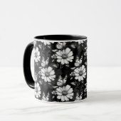 Butterfly on Flower Pattern Design - Zwart Mok (Voorkant links)