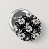 Butterfly on Flower Pattern Design - Zwart Ronde Button 5,7 Cm (Voorkant /achterkant)