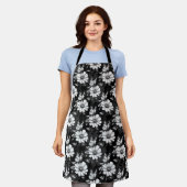 Butterfly on Flower Pattern Design - Zwart Schort (Gedragen)