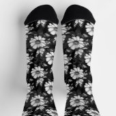Butterfly on Flower Pattern Design - Zwart Sokken (Top)