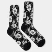 Butterfly on Flower Pattern Design - Zwart Sokken (Rechts)