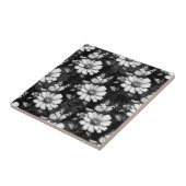 Butterfly on Flower Pattern Design - Zwart Tegeltje (Zijkant)