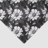 Butterfly on Flower Pattern Design - Zwart Tissuepapier (Detail)