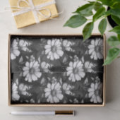 Butterfly on Flower Pattern Design - Zwart Tissuepapier (Geschenk)