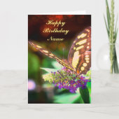 Butterfly On Flower Personalized Birthday Kaart (Voorkant)