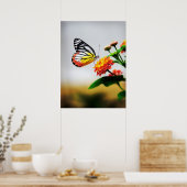 Butterfly on flower poster (Keuken)