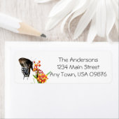 Butterfly on Flowers, aangepast adres Etiket (Insitu)