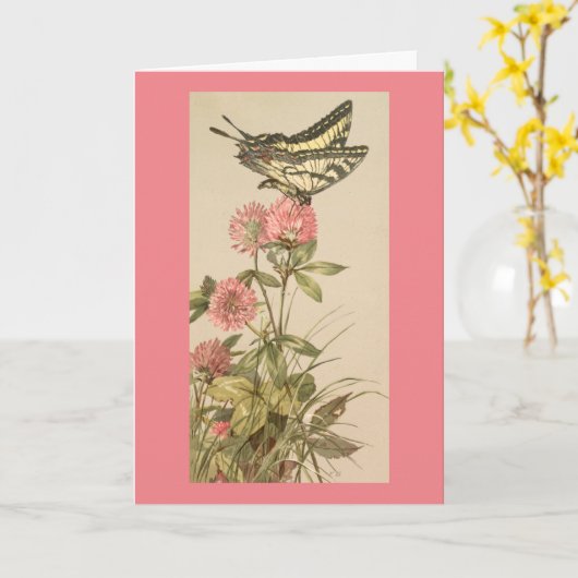 Butterfly on Flowers Dank u Kaart (Gele Bloem)