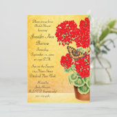 Butterfly on Geranium Flowers Vrijgezellenfeest In Kaart (Staand voorkant)