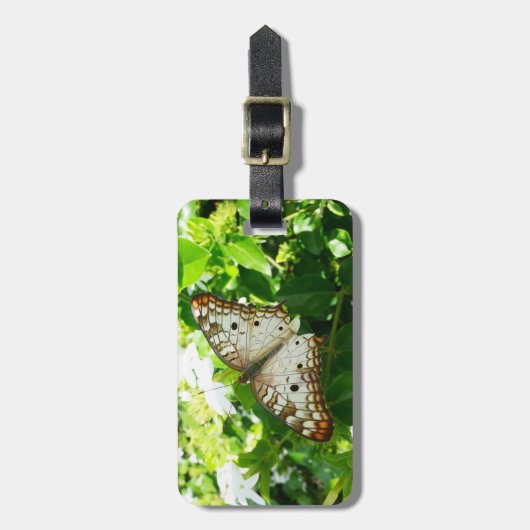 Butterfly on Jasmine Tropical Natuur Photography Bagagelabel (Voorkant verticaal)