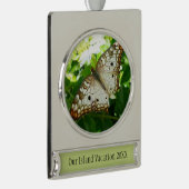 Butterfly on Jasmine Tropical Natuur Photography Verzilverd Banner Ornament (Rechts)