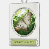 Butterfly on Jasmine Tropical Natuur Photography Verzilverd Banner Ornament (Links)
