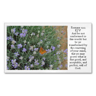 Butterfly on Lavender Romans 12:2 Magnetisch Visitekaartje