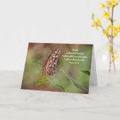 Butterfly on Leaves Scripture Kaart Psalm 46:10 (Gele Bloem)