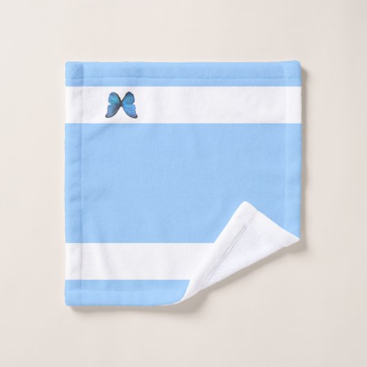 Butterfly on Light Blue & White Bad Handdoek (Wasdoekje)