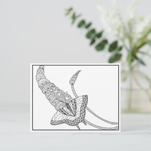 Butterfly on Liliac Briefkaarten - Kleur het in (Staand voorkant)