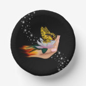 Butterfly on Lotus Bloom met sterren Papieren Kommen (Voorkant)