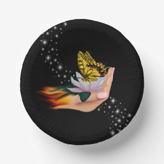 Butterfly on Lotus Bloom met sterren Papieren Kommen (Voorkant)