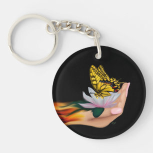 Butterfly on Lotus Bloom Sleutelhanger