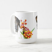 Butterfly on Milkweed Blooms, on White Koffiemok (Voorkant links)