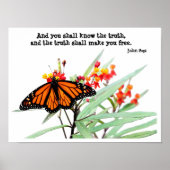 Butterfly on Milkweed, met Verse (John 8:32) Poster (Voorkant)
