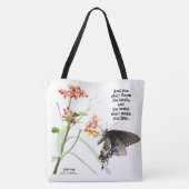 Butterfly on Milkweed, met Verse (John 8:32) Tote Bag (Achterkant)