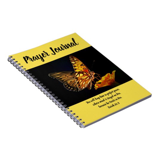Butterfly on Oranje Flower Prayer Journal Notitieboek (Rechterzijde)