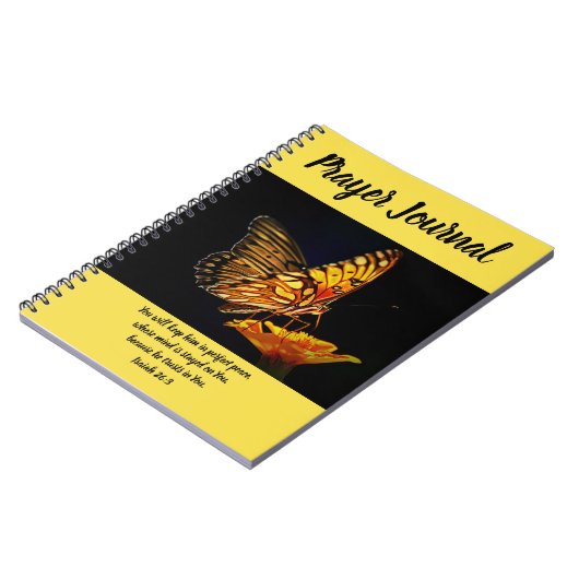 Butterfly on Oranje Flower Prayer Journal Notitieboek (Linkerzijde)